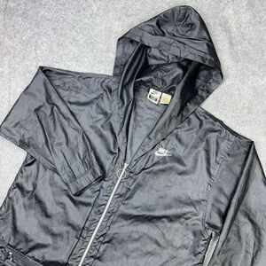 VTG Nike Elite Jacket Womens Medium‎ Black Chore Hooded Windbreaker Running 80s